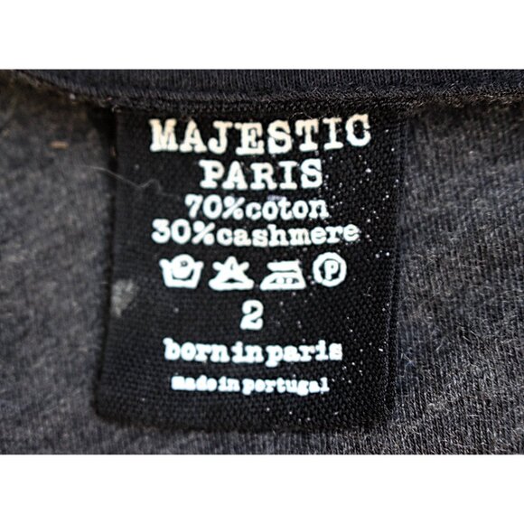 Majestic Filatures Paris - Cotton Cashmere Reversible Cardigan, Black Grey Med - Picture 4 of 6